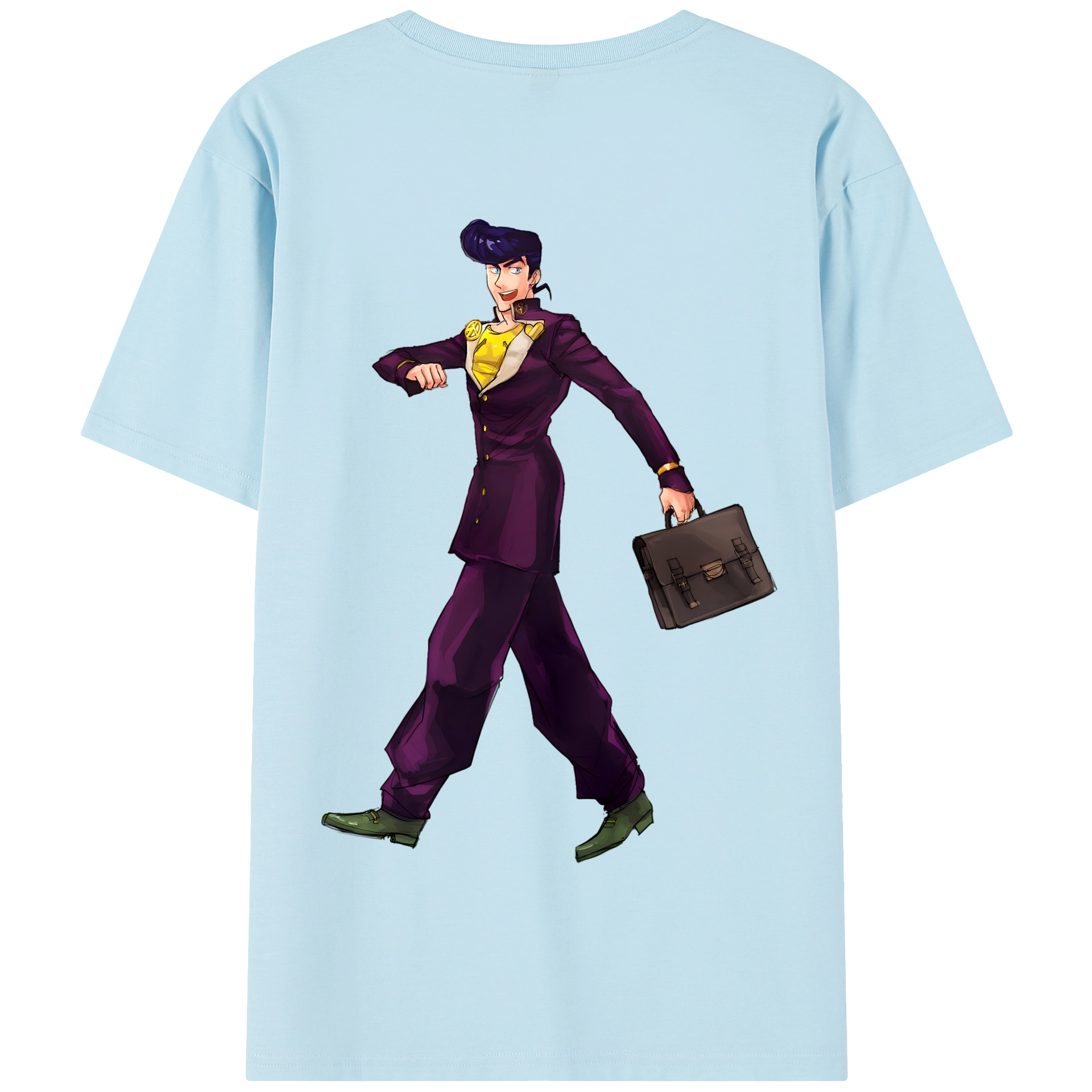 （画像用） ジョジョの奇妙な冒険 ひがしかた じょうすけ JoJo's Bizarre Adventure Higashikata Josuke 綿100％半袖Tシャツ（背面プリント）